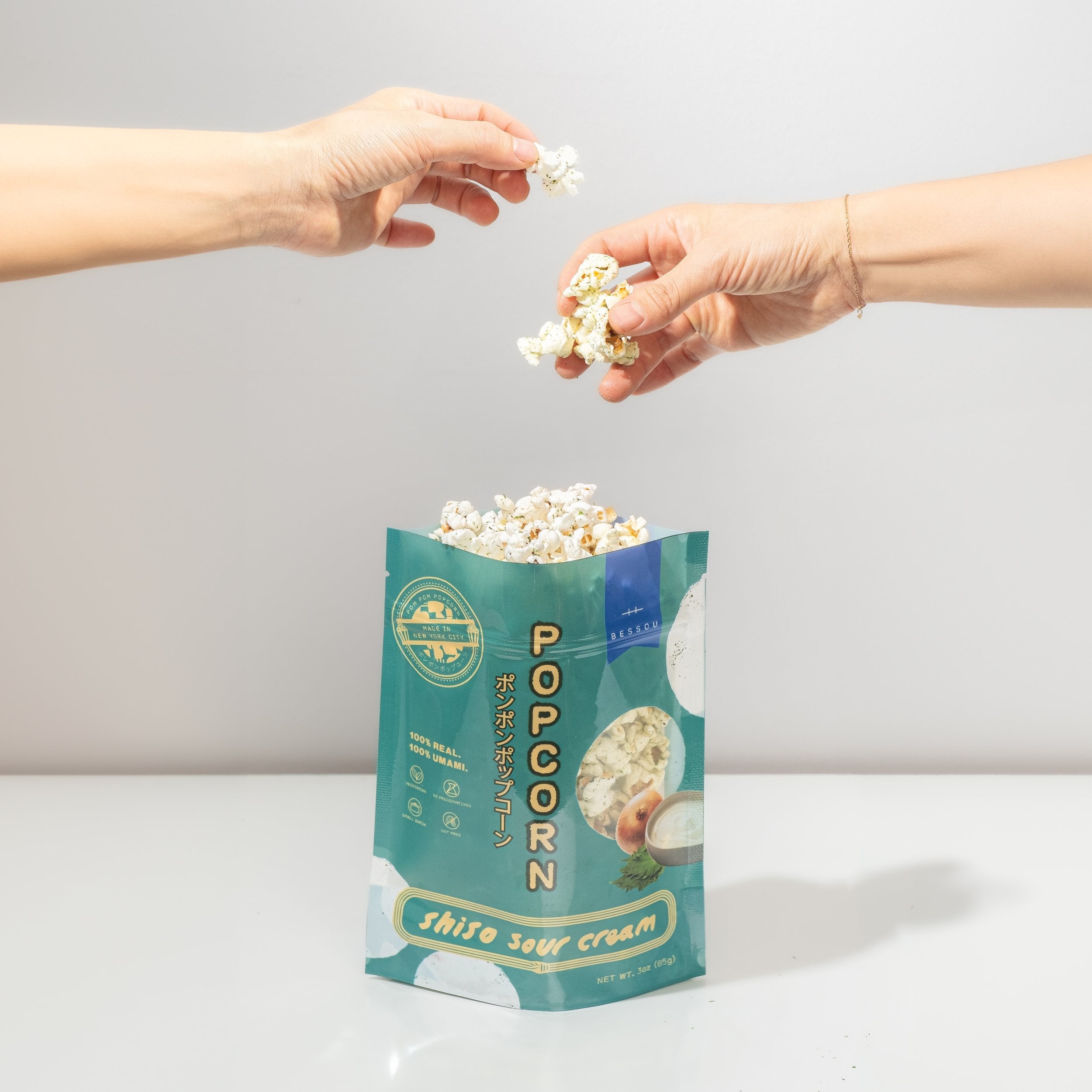 Shiso Sour Cream Popcorn (3-Pack) | Bessou Japanese Popcorn Snack
